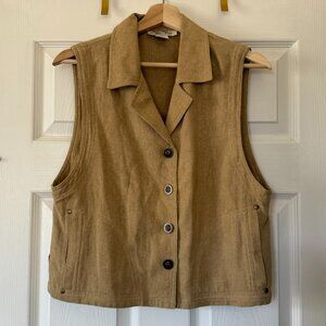 Vintage Paul Reid Button Up Camel Silk Linen Vest Size Small